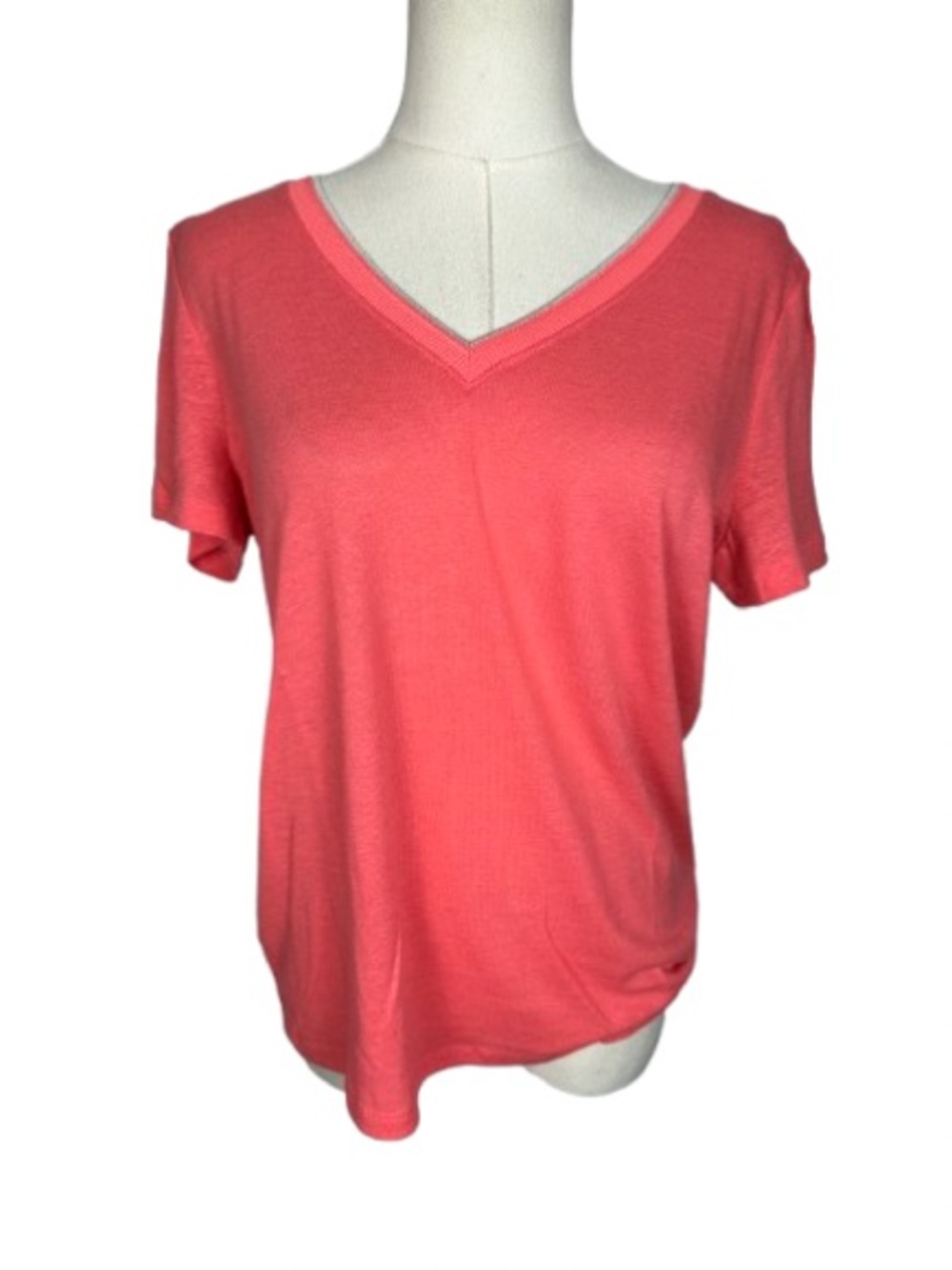 Style & Co. Coral V-Neck Short Sleeve Tee Size S